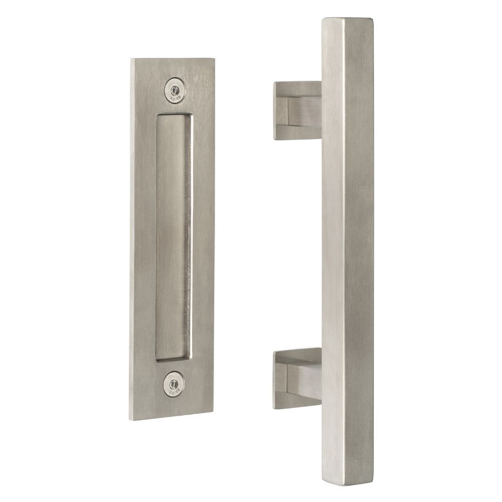 Sure-Loc Hardware BARN-SQ3 32D Square Ladder Barn Door Handle With Flush Handle 12" in Satin Stainless